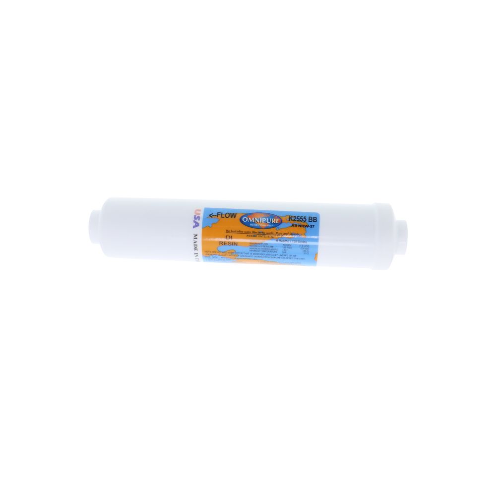 Omnipure Inline K2555-BB DI Mixbed Resin - 10" x 2" Filter - 1/4" FPT