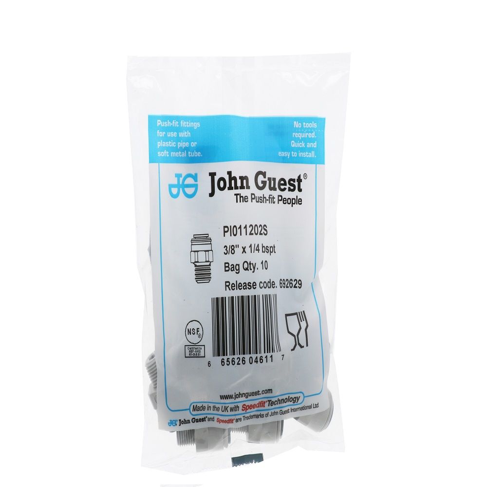John Guest Male Connector BSPT - 3/8 x 1/4 BSPT