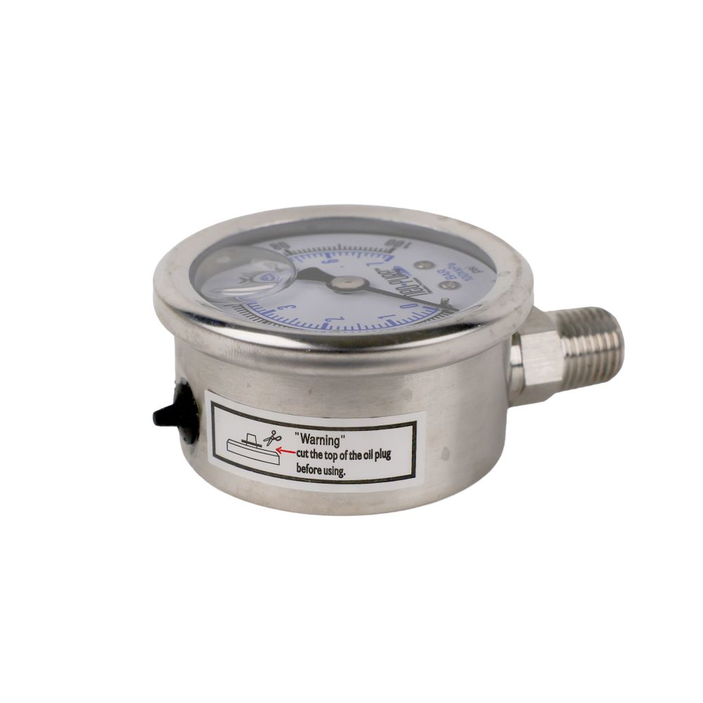 Water Pressure Gauge 100 PSI, 1/4" MPT, 2.0" Plastic Dial, Lower Mount, SS Case