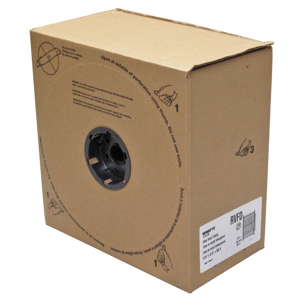 Watts RVFD Clear Vinyl Tubing 3/16 ID x 5/16 OD x 300'