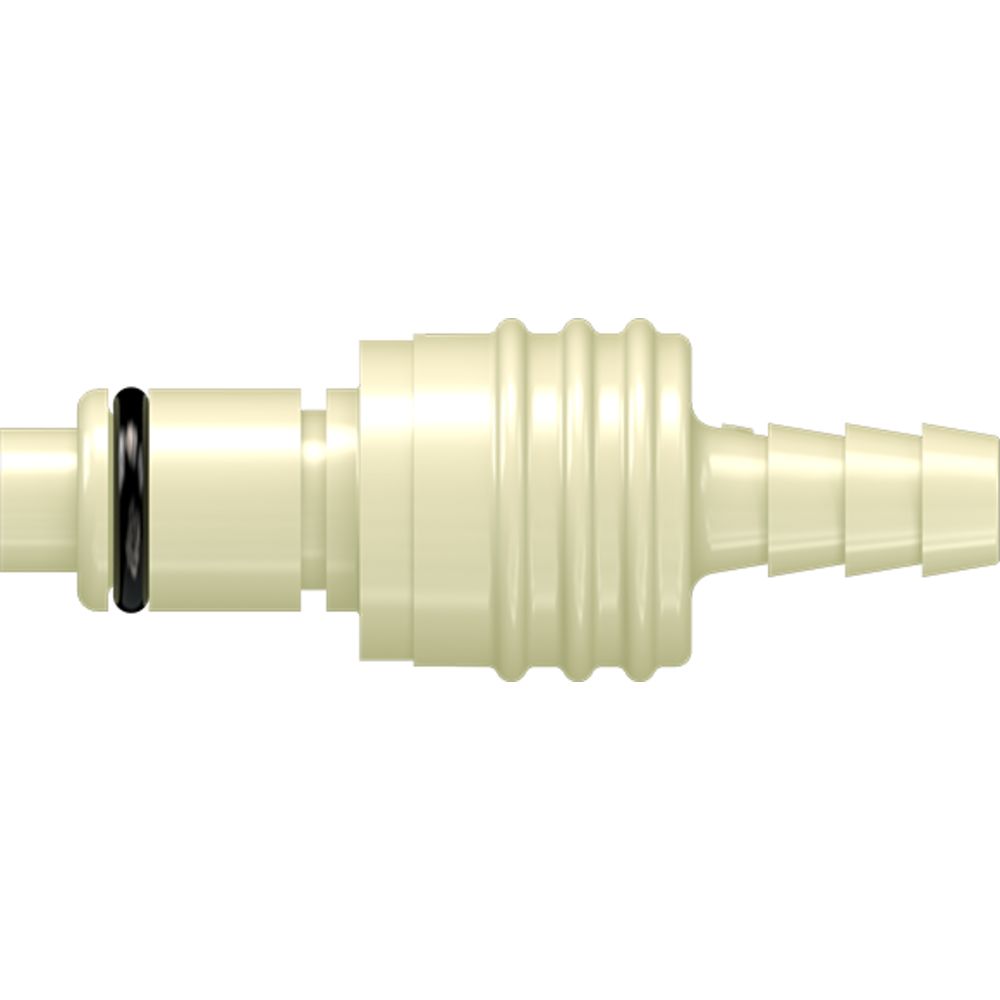 LinkTech 40PP Series Straight Male, Valved, 1/4" HB, Molded Almond Color, Polypropylene, EPDM