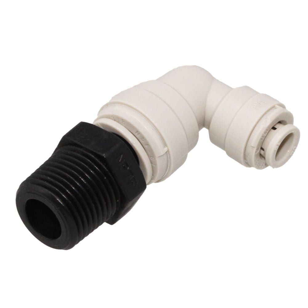 Swivel Elbow with 0.5 GPM Flow Restrictor 1/4 x 3/8 MPT