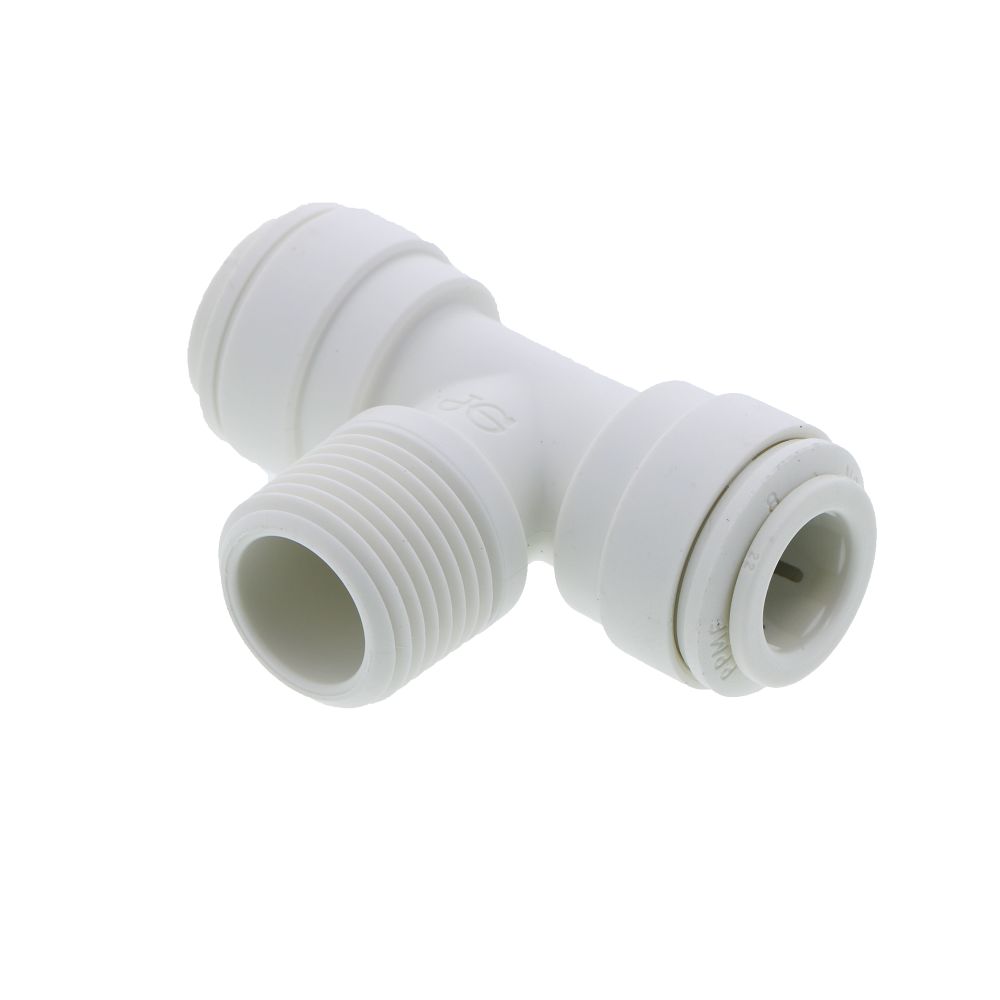 John Guest Fixed Tee Adapter Polypro - 3/8 x 3/8 x 3/8 MNPT Branch