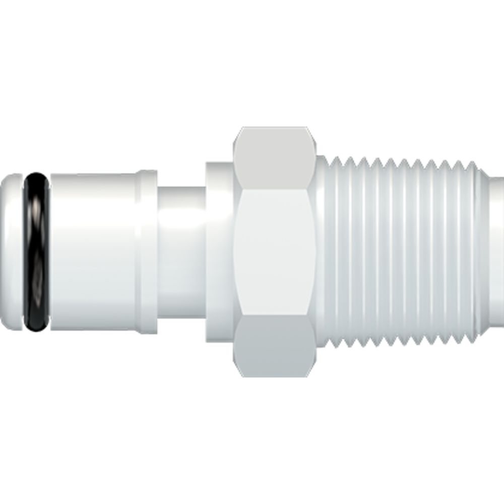 LinkTech 50AC Series Male Thread Male, Non-valved, 1/4" MNPT, Natural Acetal, Buna N
