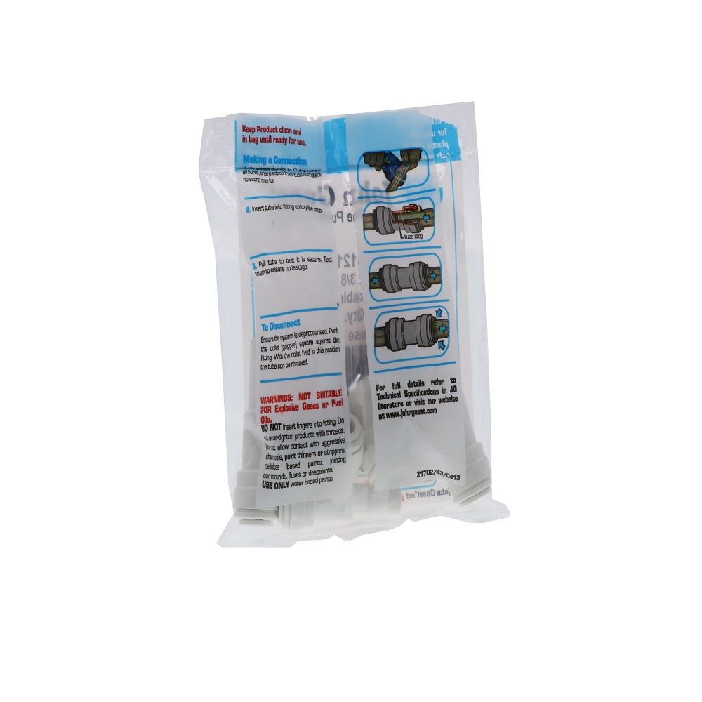 John Guest Stackable Stem Tee Polypro - 3/8 OD Stem x 3/8 x 3/8