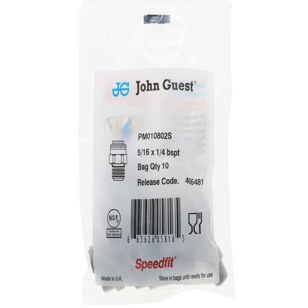 John Guest Male Connector BSPT - 5/16 x 1/4 BSPT