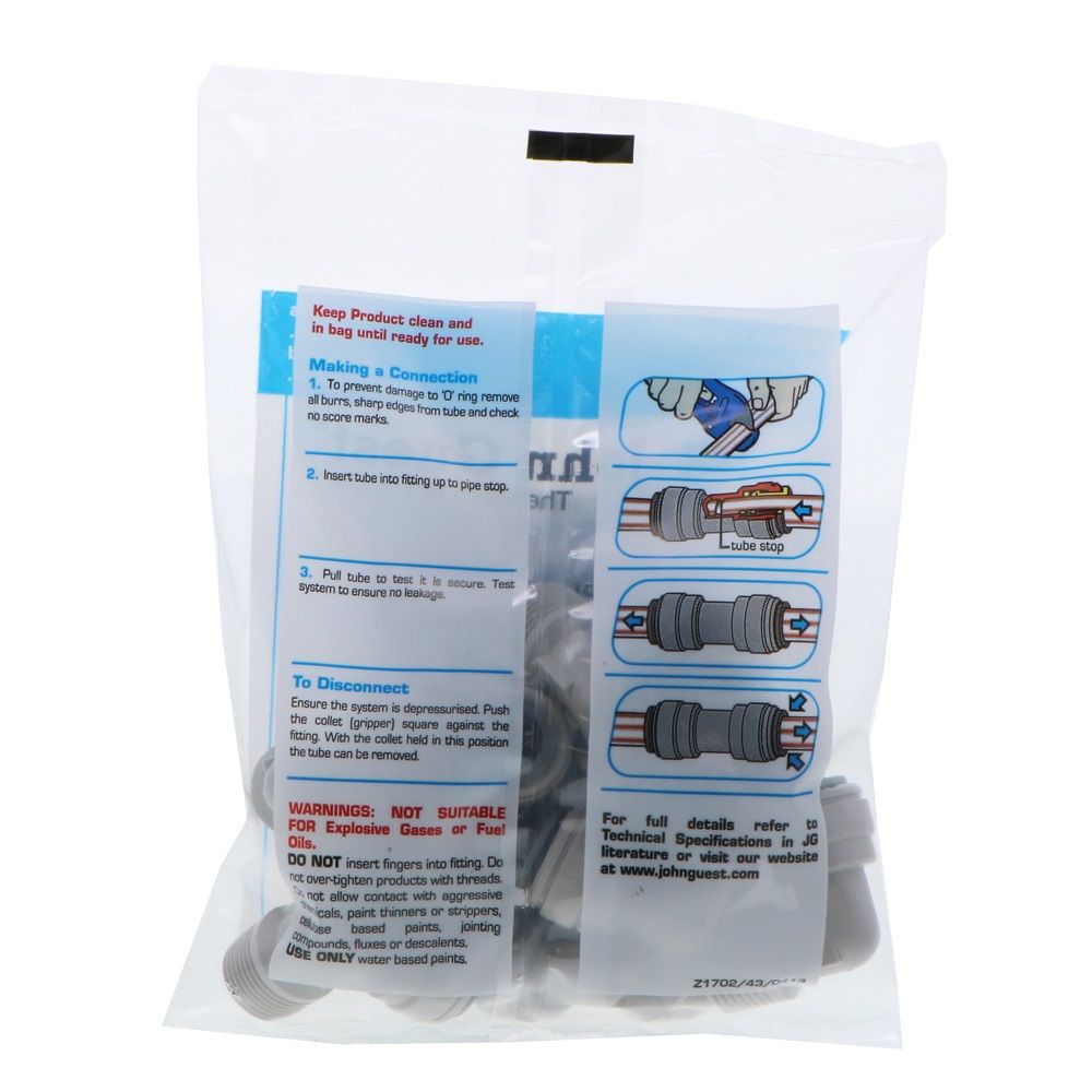 John Guest Fixed Elbow NPTF - 3/8 x 3/8 NPTF