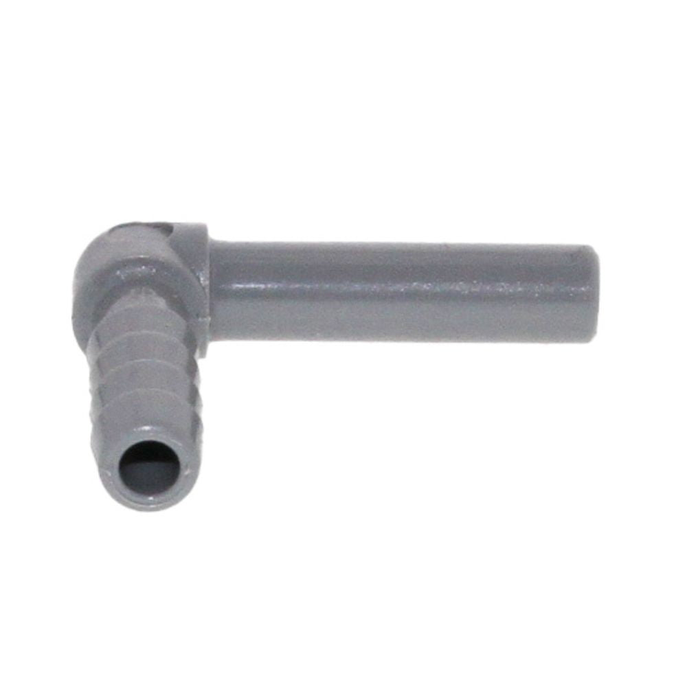 John Guest Stem Elbow Barb Connector - 1/4 OD Stem x 1/4 ID Barb