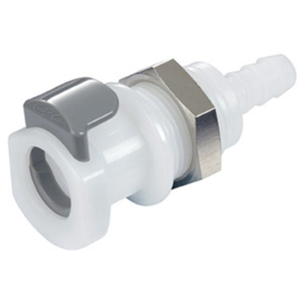 9208200 NSF Valved Panel Mount Hose Barb Coupling Body 1/4 ID Barb