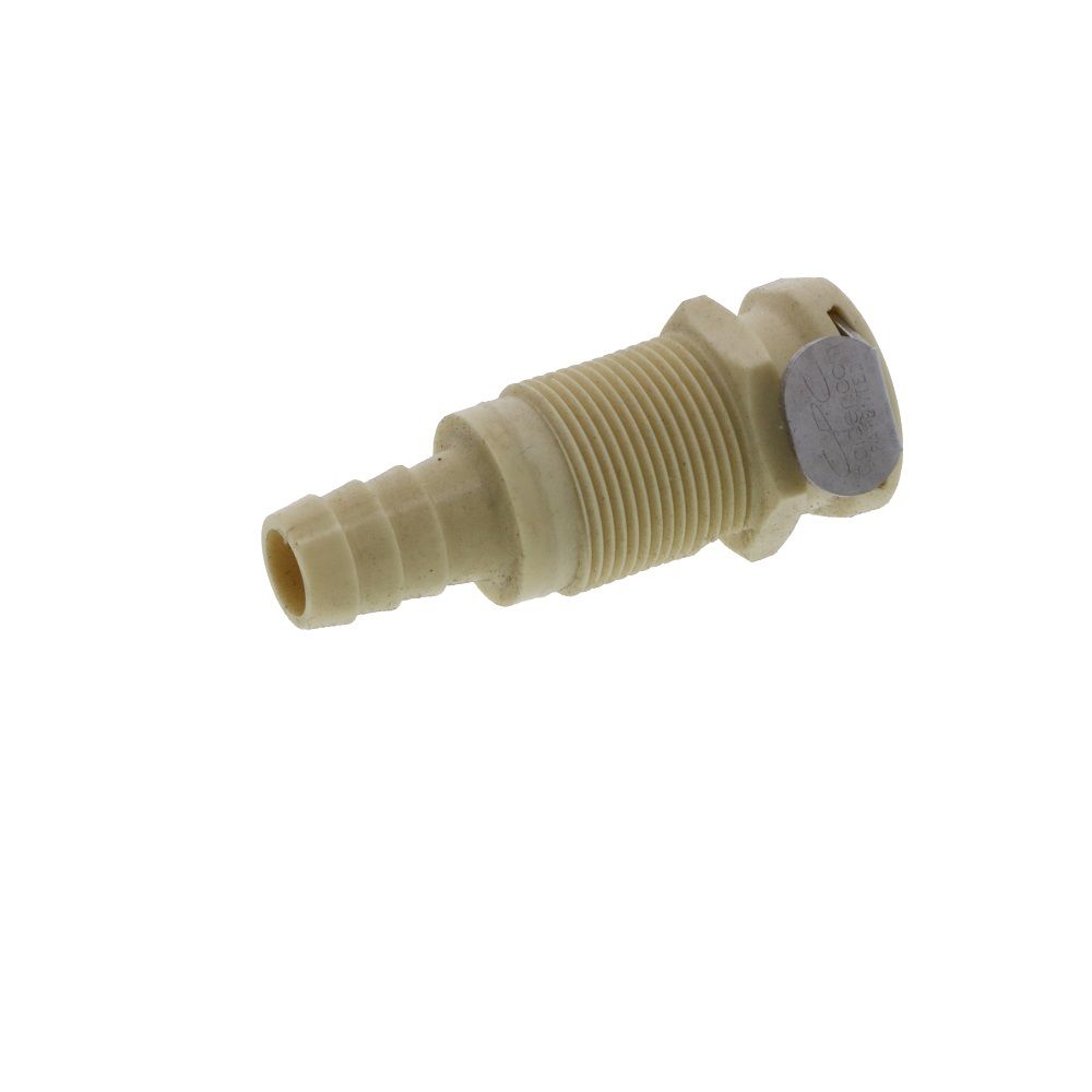 PLCD1600612 Valved Panel Mount Hose Barb Coupling Body 3/8 ID Barb