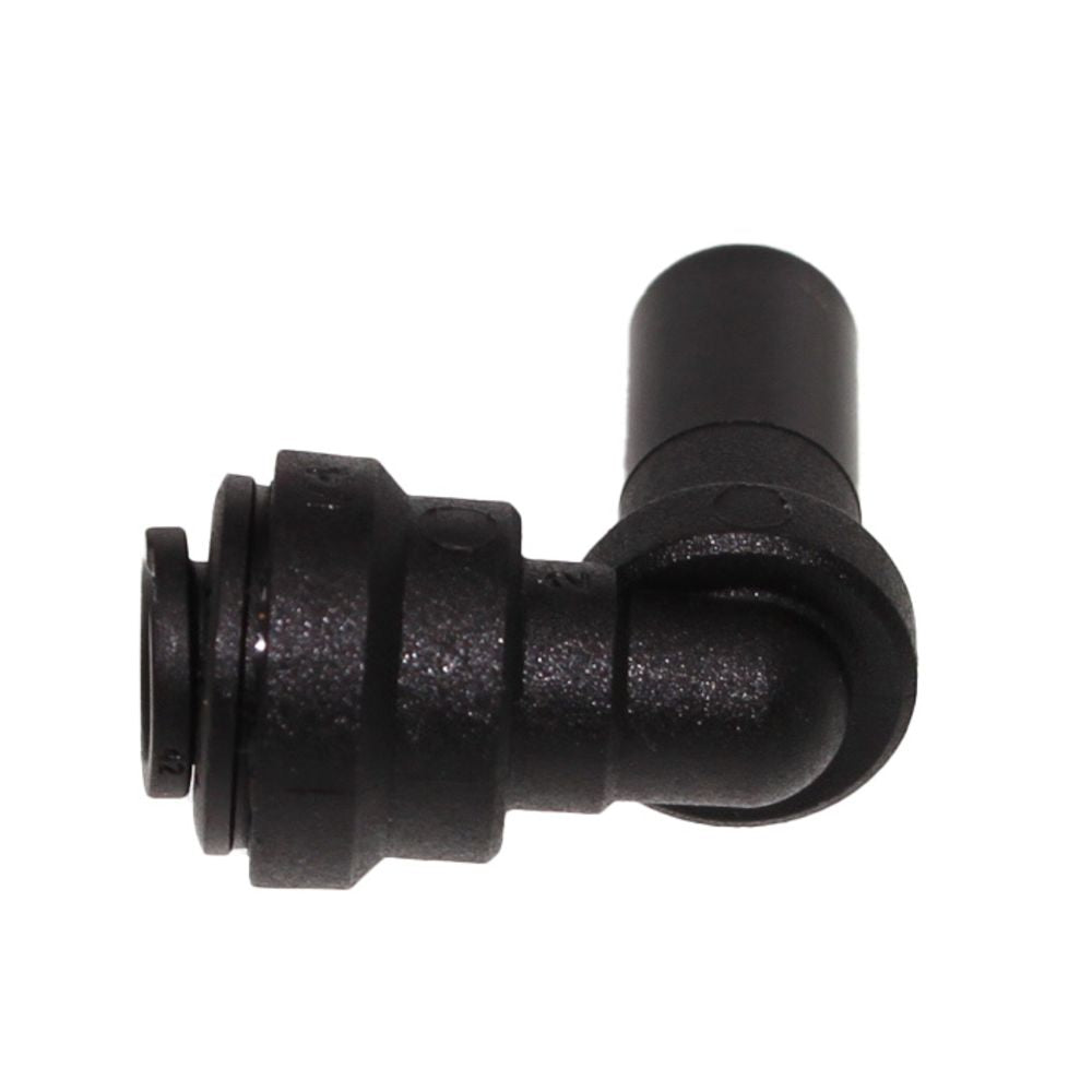 John Guest 3/8" Stem x 1/4" Tube Polypropylene Plug In Elbow - Black