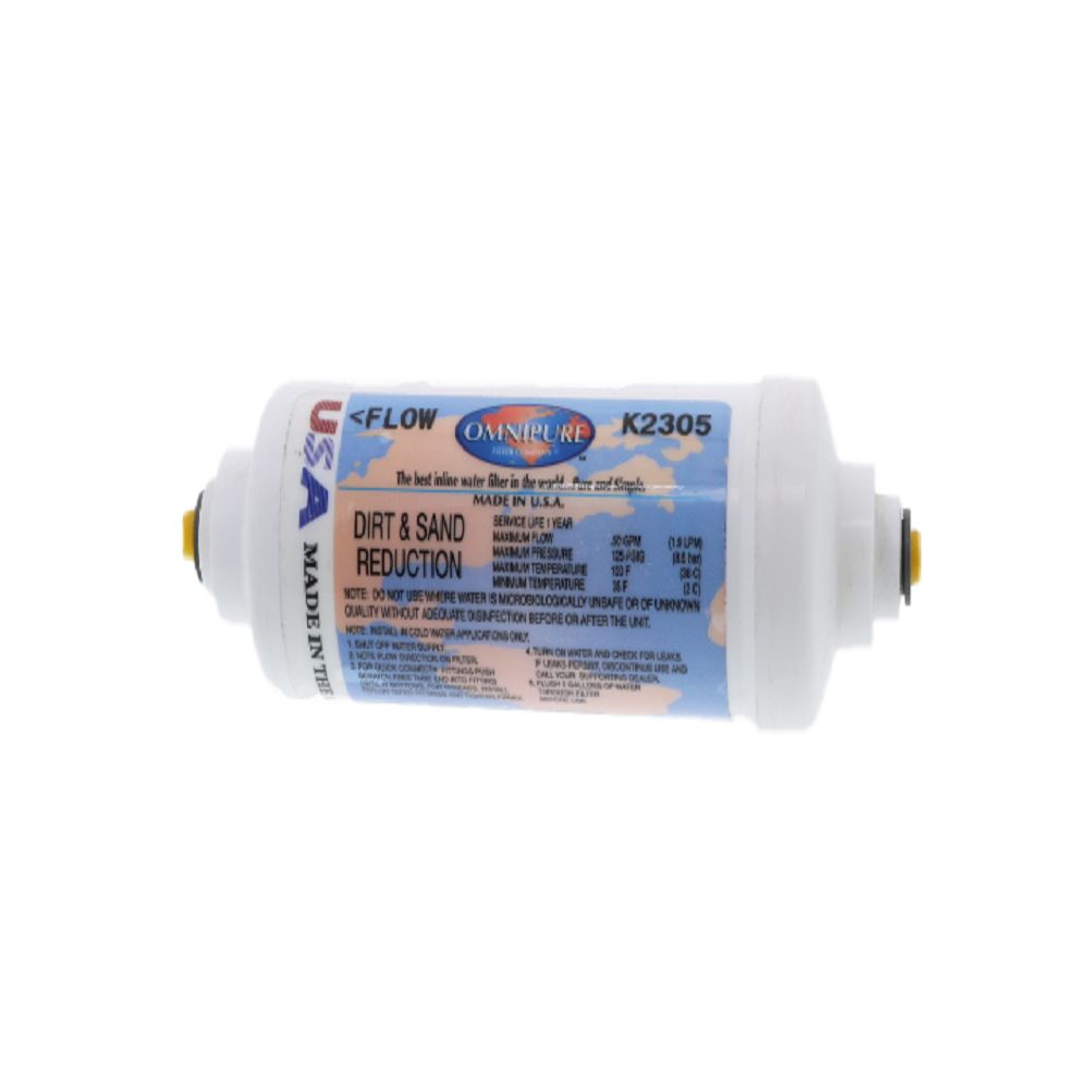 Omnipure Inline K2305-KK 5 mic Sediment Prefilter - 6" x 2" Filter - 3/8" Quick Connect