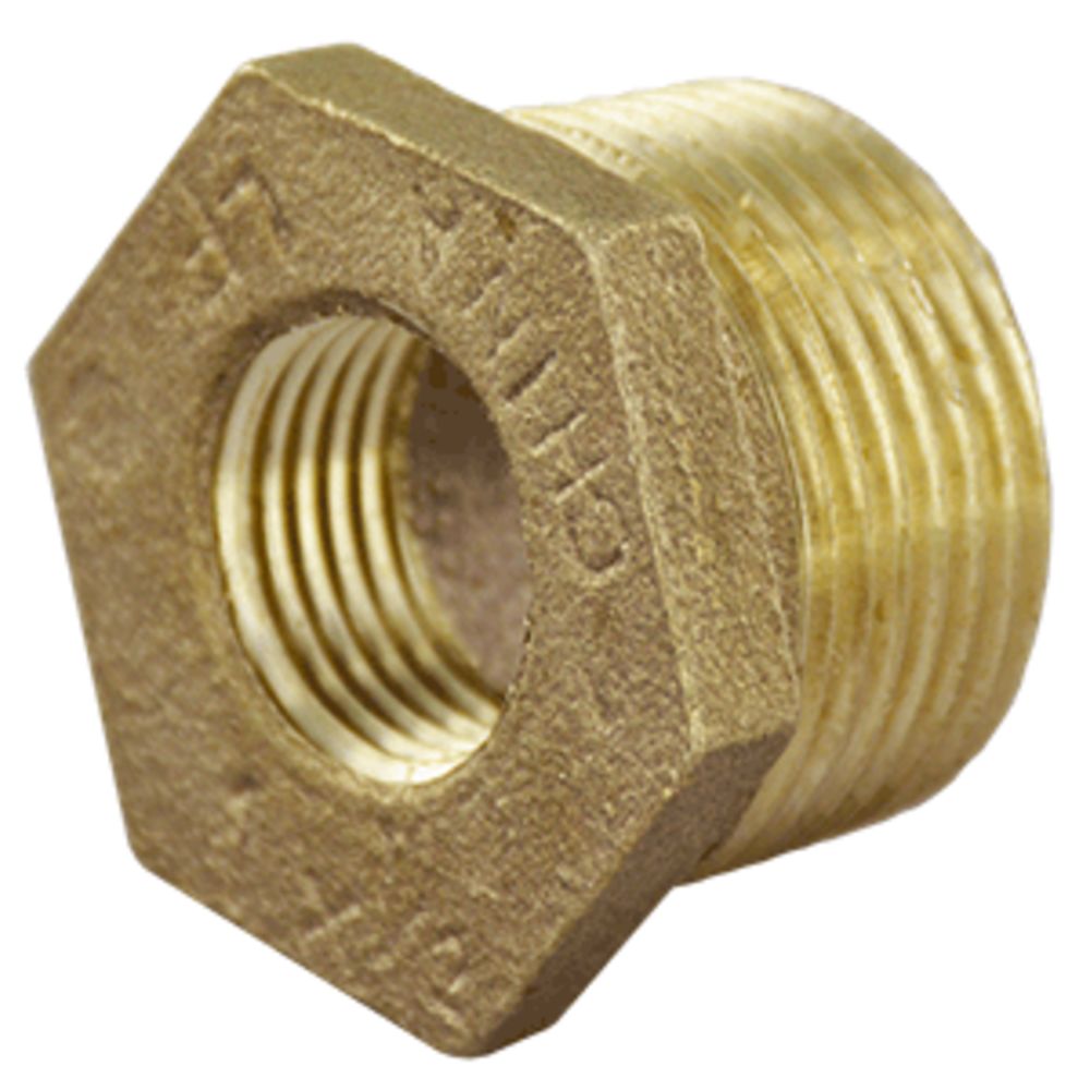 Lead Free Brass Hex Bushing - 1 MPT x 1/2 FPT