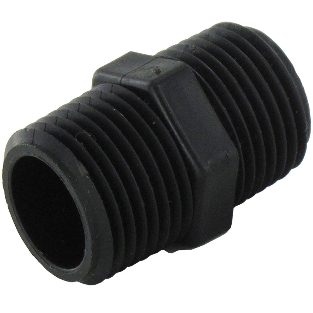 Nipple Hex - 3/4 x 3/4 MPT Black Polypropylene
