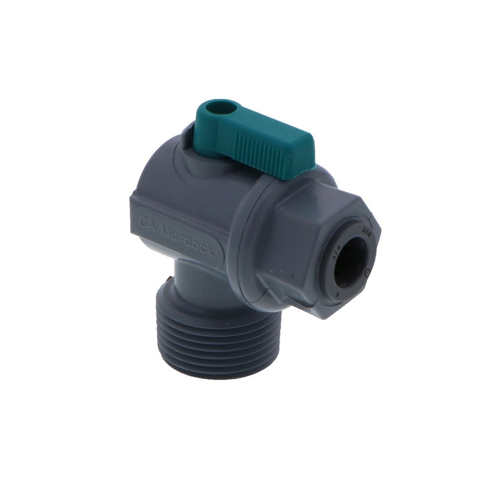 Shut-Off Valve-PVC Elbow Male NPT - 3/8 Push-in x 3/4 Male NPT