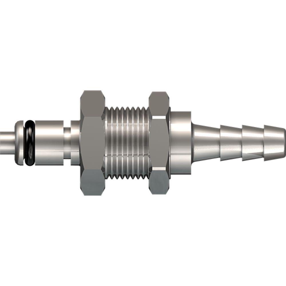 LinkTech 20CB Series Panel Mt. Male, Valved, 3/16" HB, Chrome Brass, Buna N