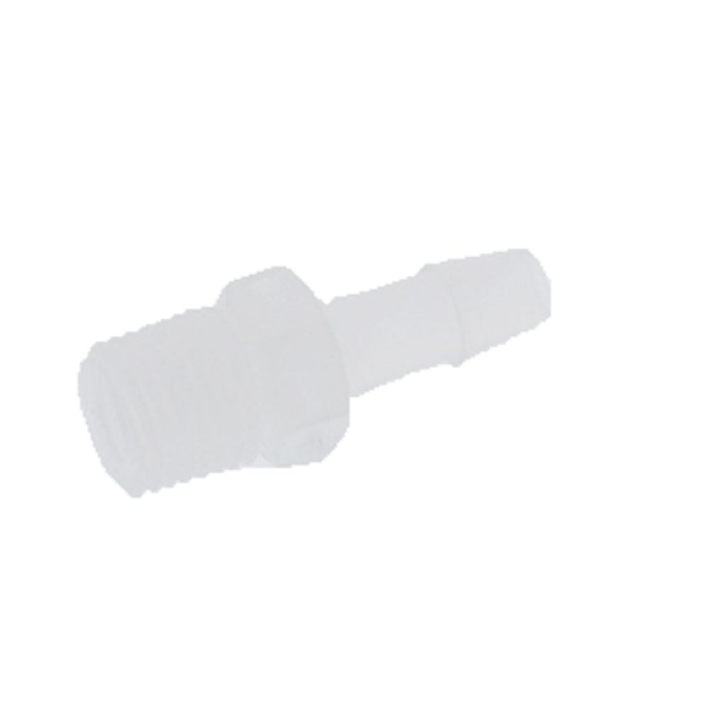 FitQuik Polypropylene Thread to Tube Straight Fitting - 1/4 NPT to 1/4 ID Barb