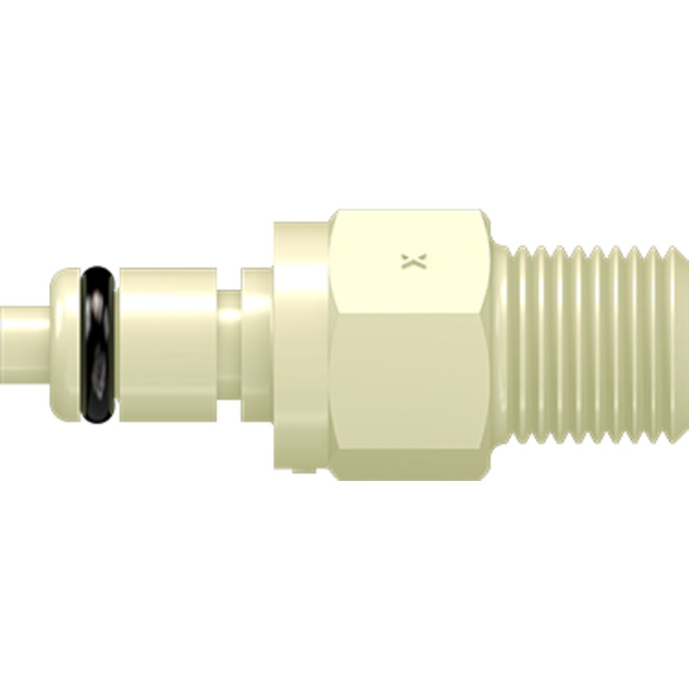 LinkTech 20PP Series Male Thread Male, Valved, 1/8" NPT, Molded Almond Color, Polypropylene, EPDM
