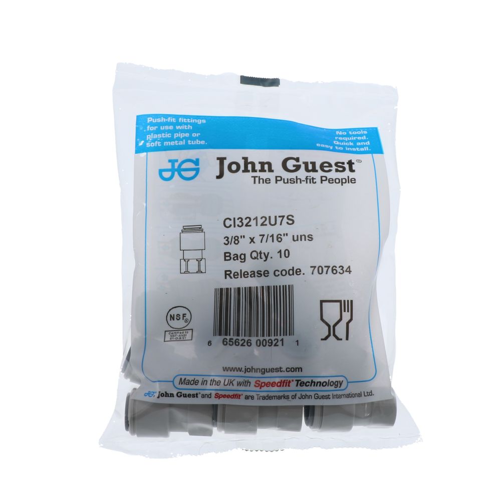 John Guest Faucet Connector UNS - 3/8 x 7/16 UNS
