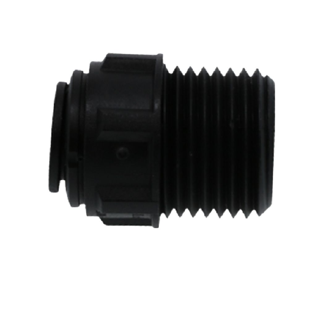 John Guest Male Connector NPTF Black Polypropylene - 3/8 x 1/2 NPTF
