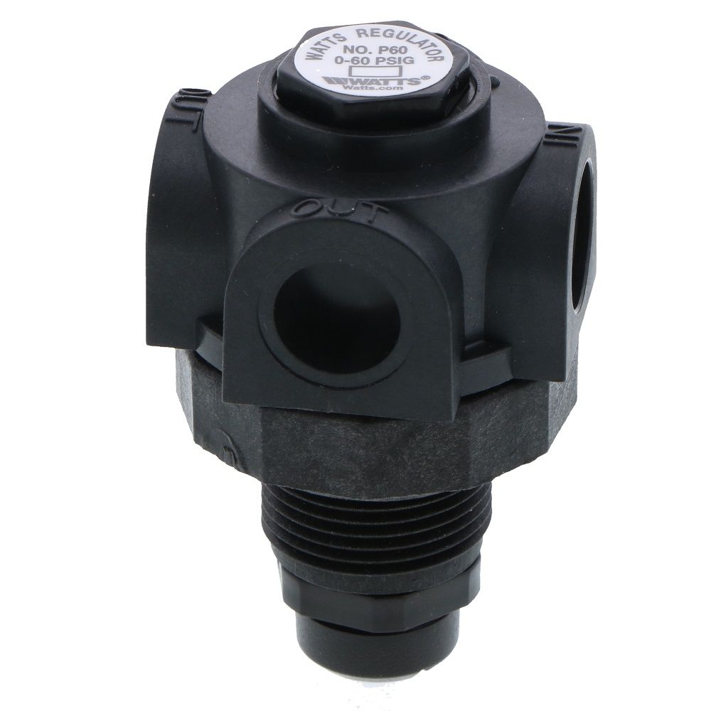 Watts P60 Series Miniature Plastic Water Pressure Regulator - 4 Way - 1/4" FNPT 0-60 psi