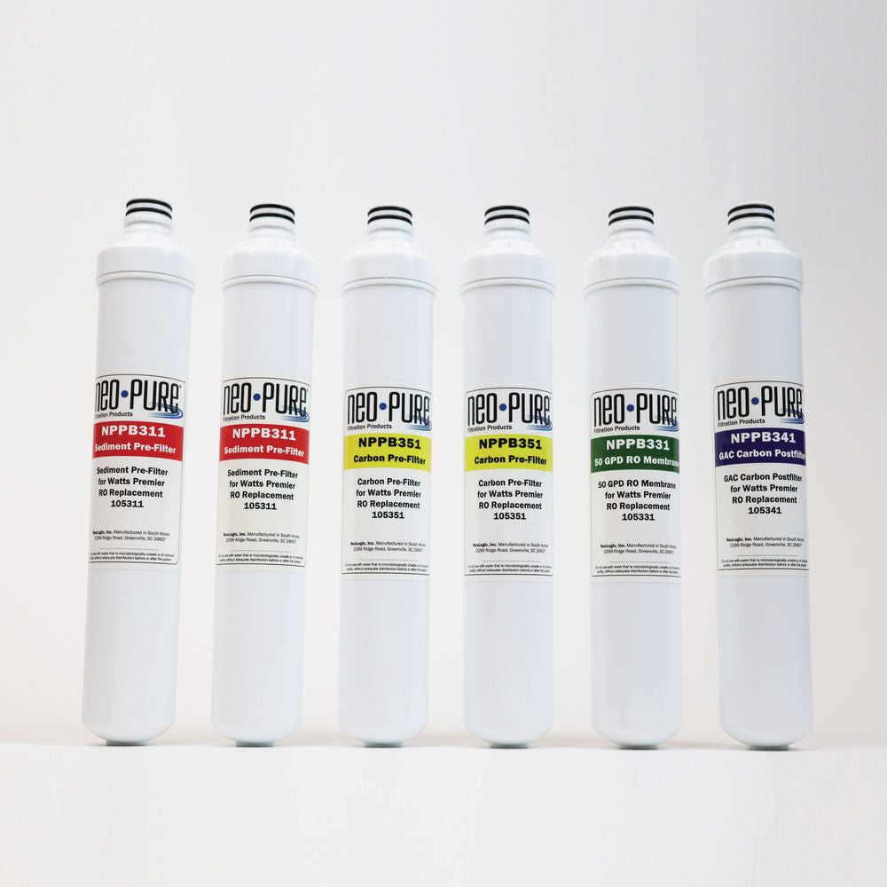 Neo-Pure RO Pure One Year Pre and Post filter Kit with Membrane Replacement For Watts Premier 531155