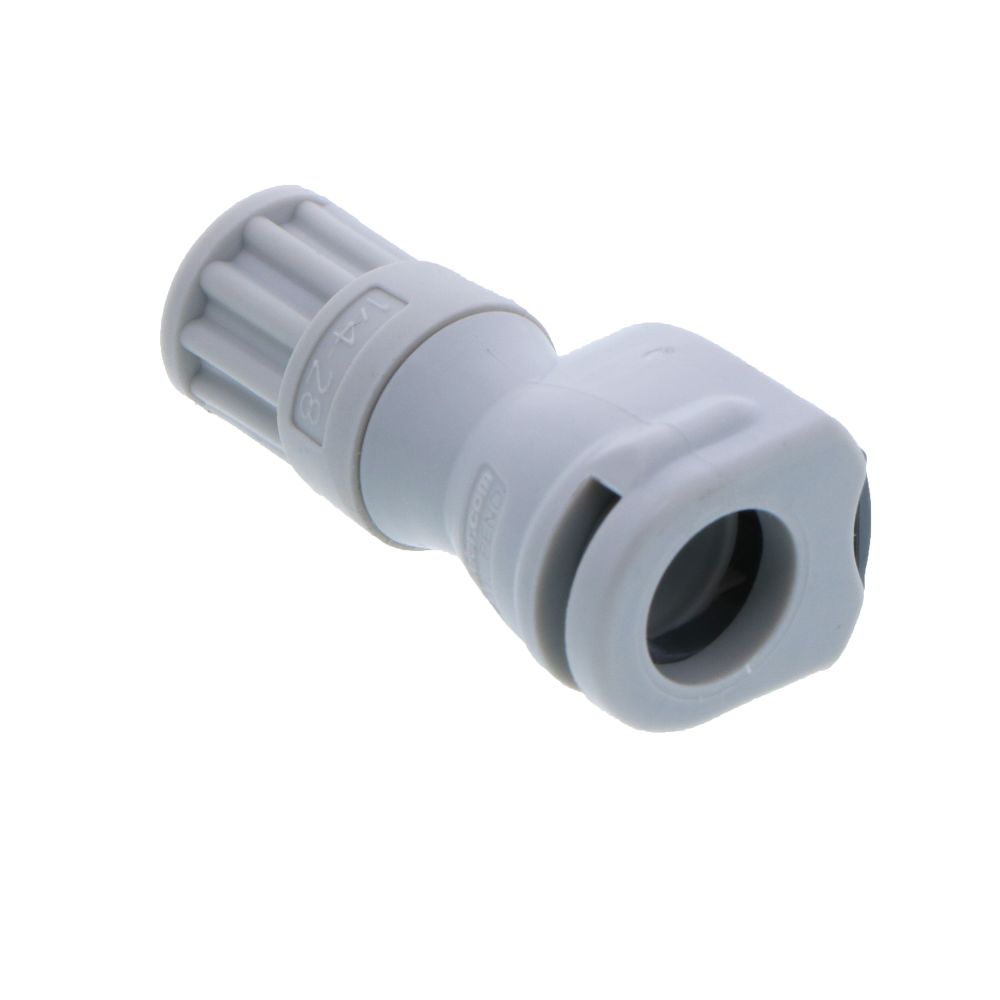 NS1D19042812 Valved In-Line Coupling Body 1/4-28 Flat Bottom Port