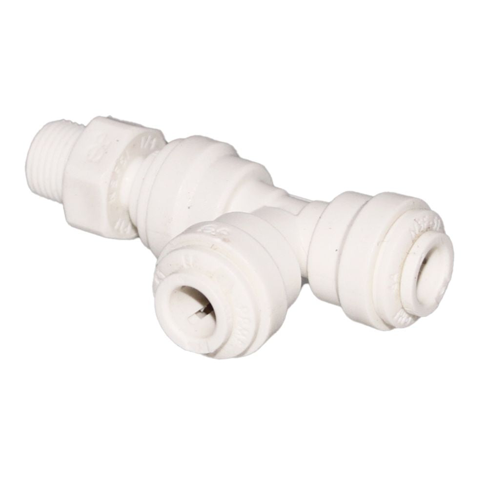 John Guest Polypropylene Swivel Male Run Tee - 1/4 x 1/4 NPTF