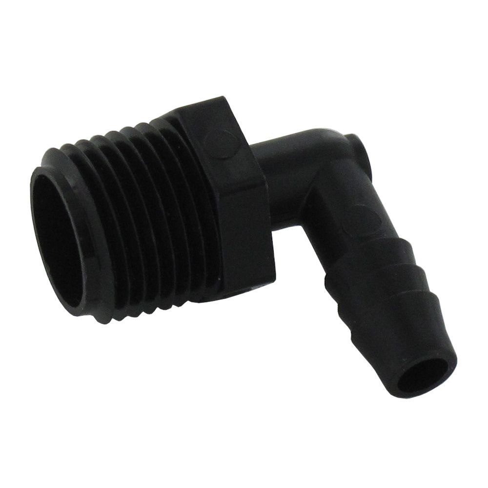 Male Elbow Barb Connector PP - 3/8 ID Barb x 1/2 MNPT