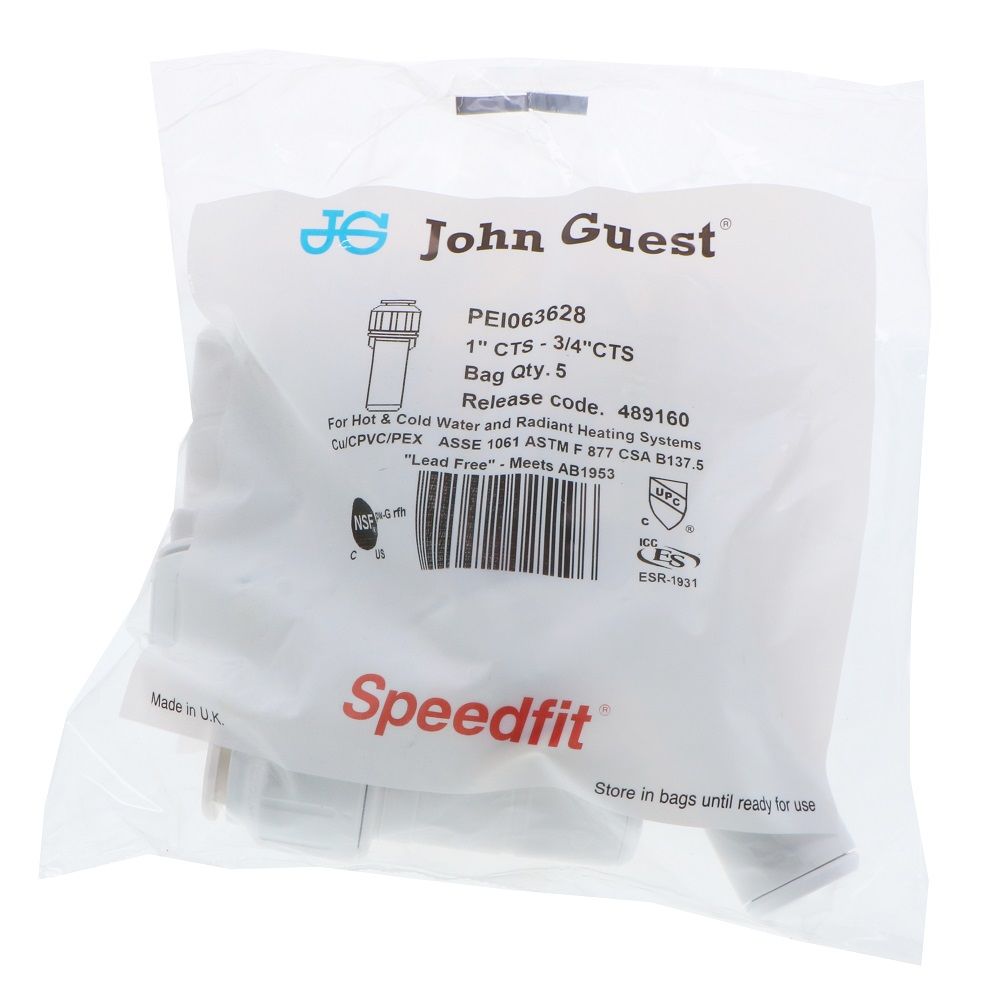 John Guest Stackable Reducer Stem - 1 Stem x 3/4 CTS