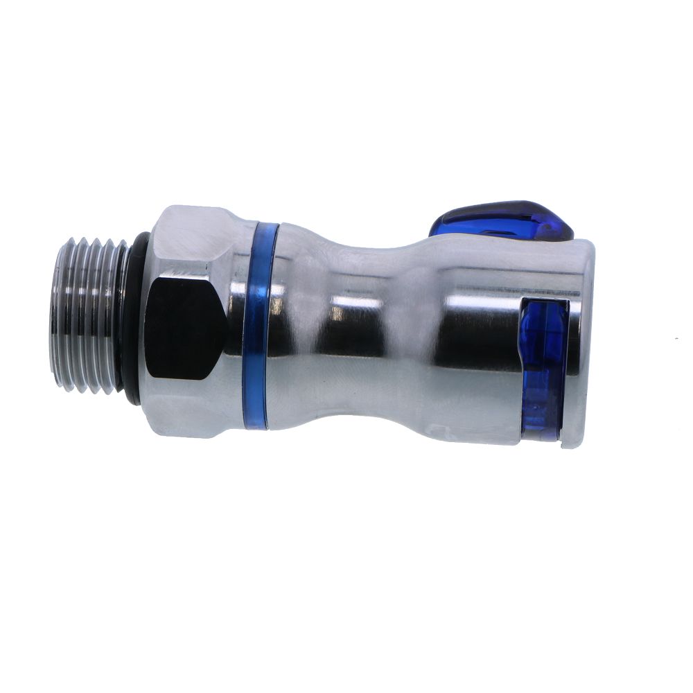 LQ6D30008BLU Valved Straight Thread Liquid Cooling Coupling Body 1/2 SAE Cool Blue