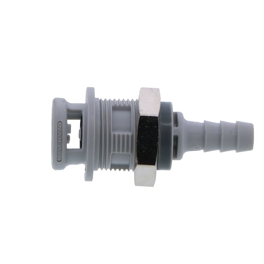 NS2D1604 Valved Panel Mount Hose Barb Coupling Body 1/4 ID Barb