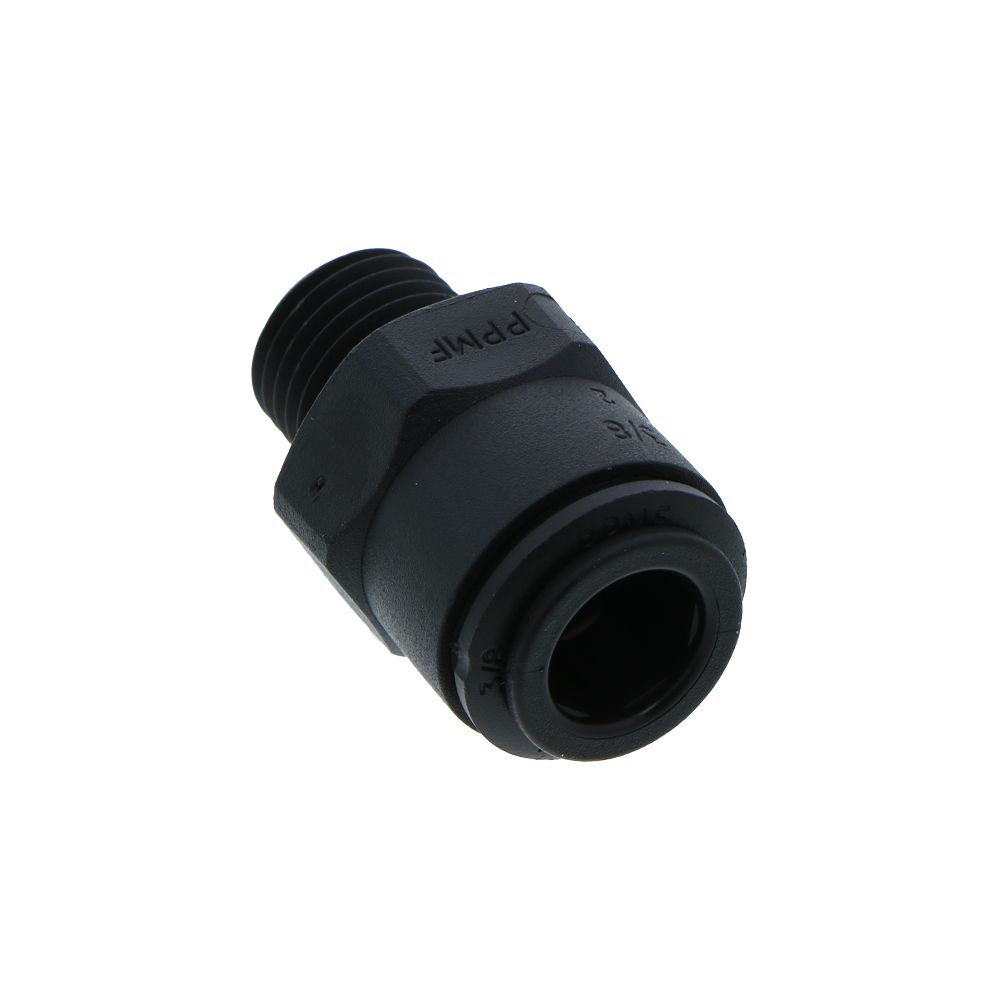 John Guest Male Connector NPTF Black Polypropylene - 3/8 x 1/4 NPTF