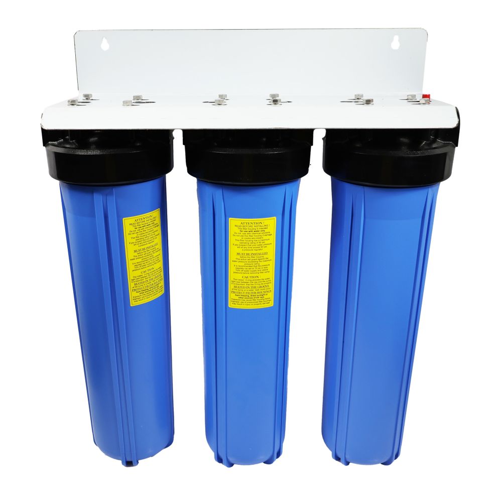 20" Big Flow Triple Series Plumbed Filter Housing DIY 1" FPT
