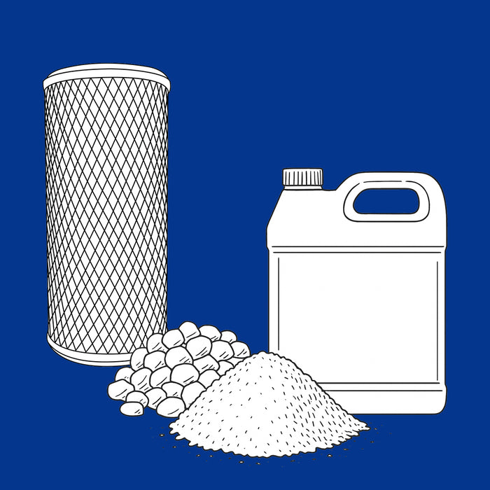 Filter and media on a blue background