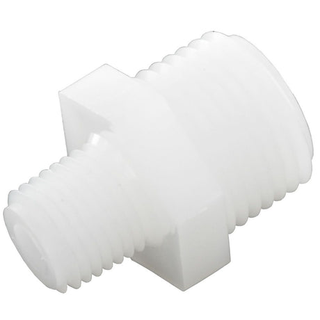 Nipple Hex - 1/2 x 3/8 MPT Natural Nylon