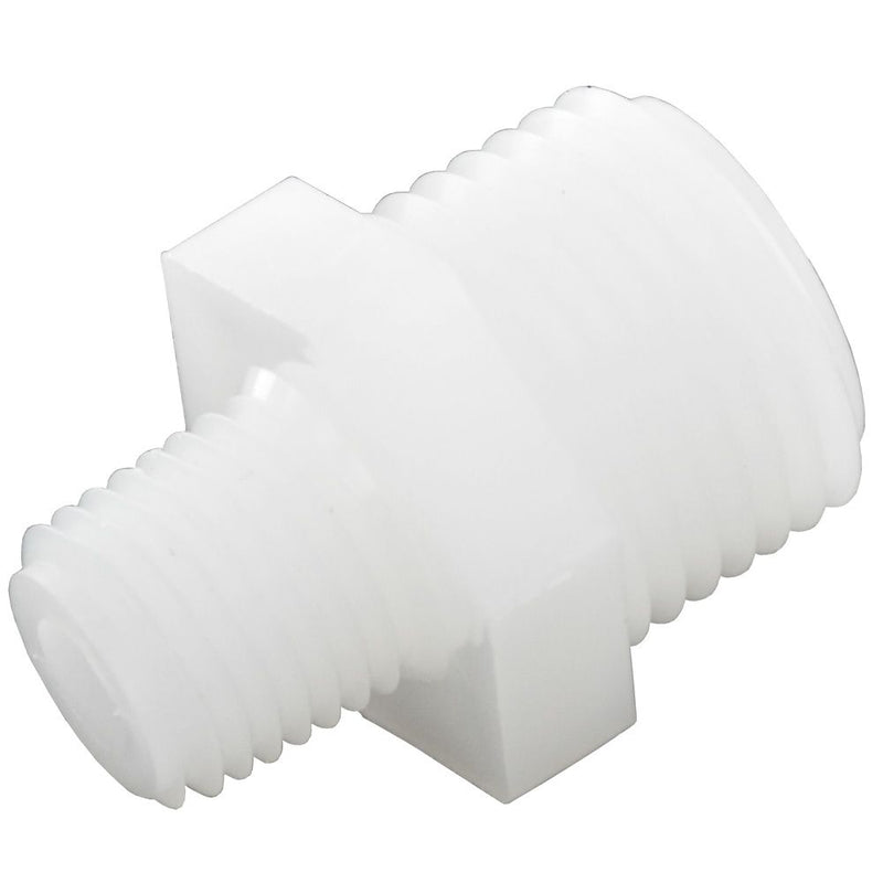 Nipple Hex - 1/2 x 3/8 MPT Natural Nylon