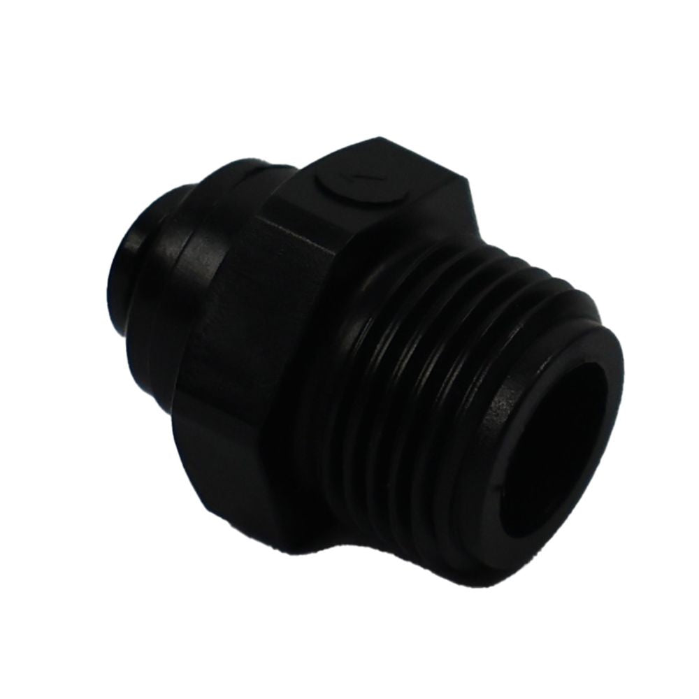BLACK - Male Connector Acetal  1/4 qc x 3/8 MNPT
