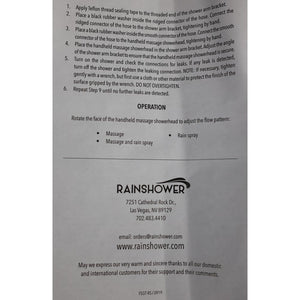 Rainshow'r MC1005-RS Massage Handheld Shower Hose Kit