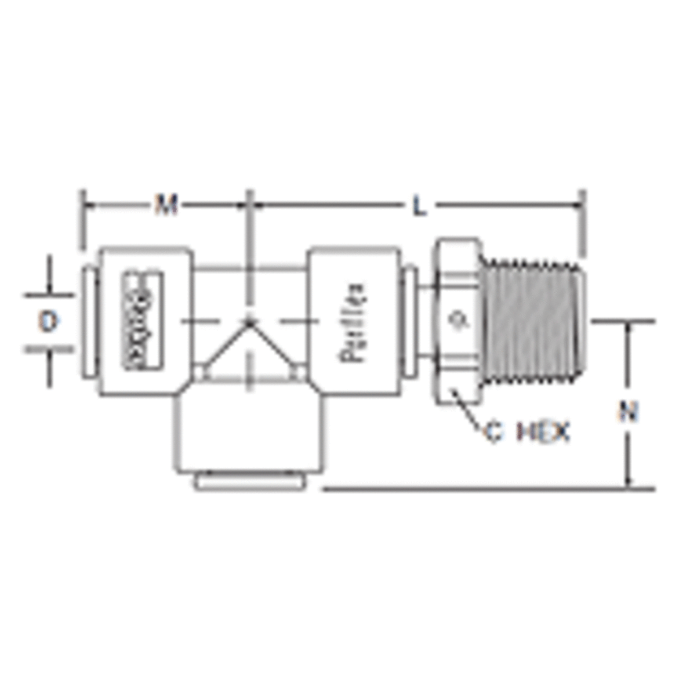 Kynar PVDF Male Run Swivel Tee - 1/4 x 1/4 NPTF