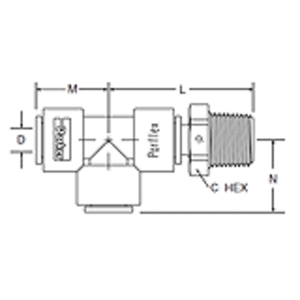 Kynar PVDF Male Run Swivel Tee - 1/4 x 1/4 NPTF