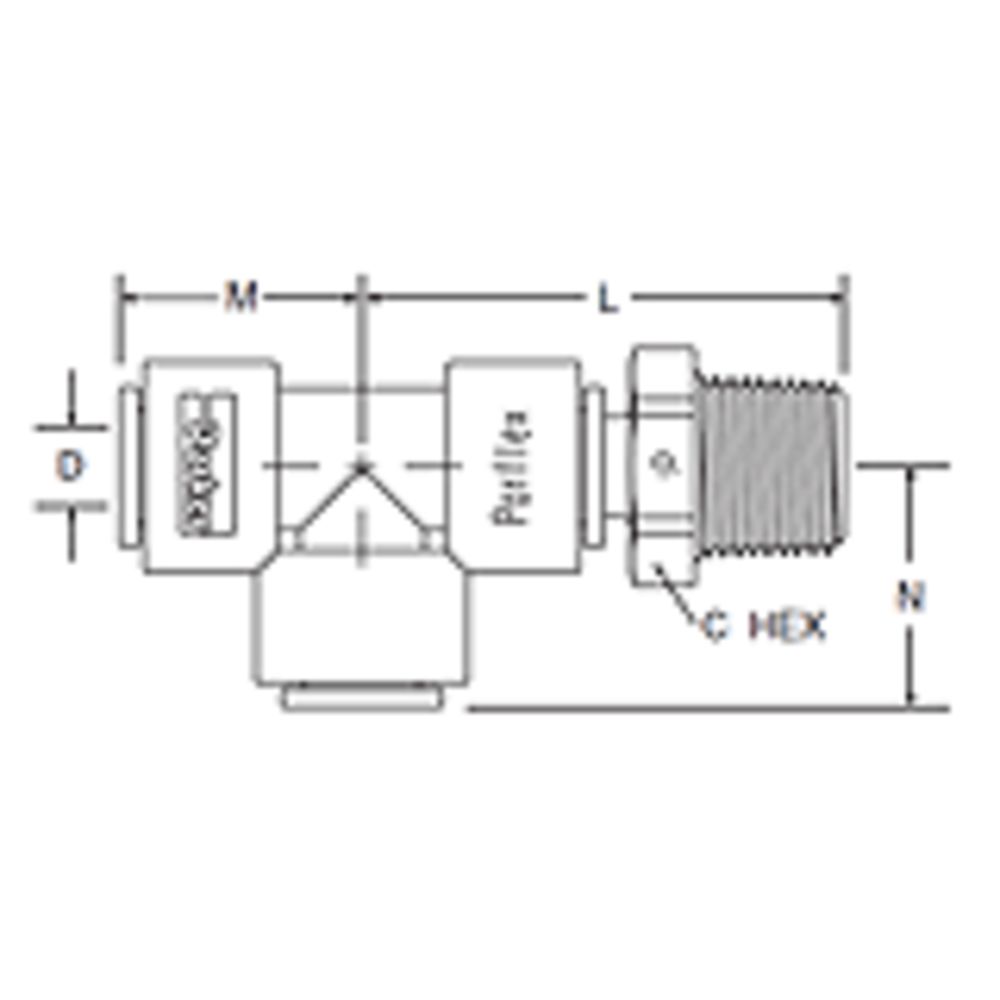 Kynar PVDF Male Run Swivel Tee - 3/8 x 1/4 NPTF