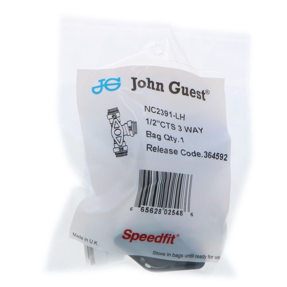 John Guest 3-Way Bypass Valve - 1/2 CTS x 3-Way Bypass Left Hand