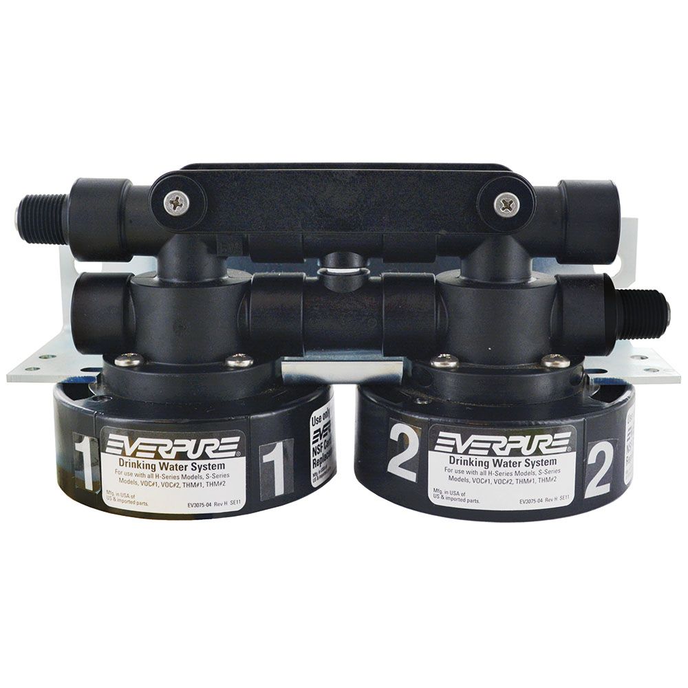 Everpure Twin Series Filter Head w/0.5 gpm FC & Fittings