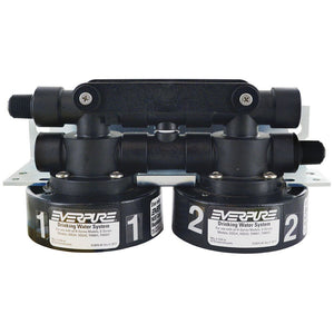 Everpure Twin Series Filter Head w/0.5 gpm FC & Fittings