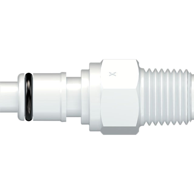 LinkTech 50AC Series Male Thread Male, Valved, 1/4" MNPT, Natural Acetal, Buna N