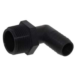 Male Elbow Barb x Male NPT - 1/2" HB x 1/2" MNPT - Black Polypropylene