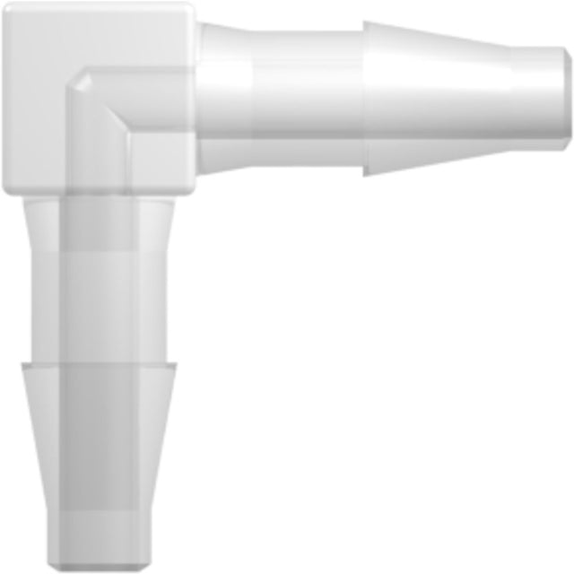 LinkTech Elbow Tube Fitting with Classic Series Barbs, 3/16" [4.8 mm] ID Tubing, Natural Polypropylene