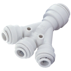 John Guest Three Way Divider Polypro  - 3/8 Inlet x 1/4 Outlets