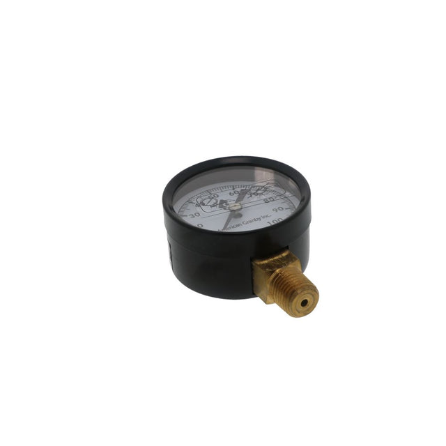 Water Pressure Gauge 100 PSI, 1/4" MPT, 2.0" Glass Dial, Lead Free Brass, Lower Mount, Black Steel Case